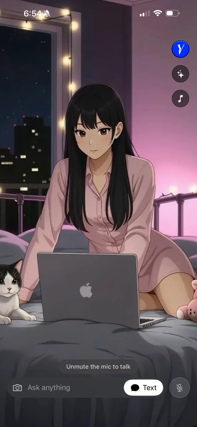 Strawbie's chill mode: her room lit pink at night, radio and chat open